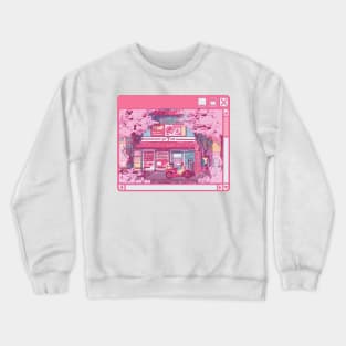 The aesthetic Tokyo street with vending machines and a grocery store Crewneck Sweatshirt